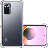 Hoes Geschikt voor Xiaomi Redmi Note 10 Pro Hoesje Siliconen Cover Shock Proof Back Case Shockproof Hoes - Transparant