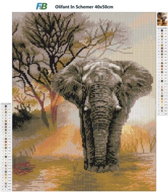 Diamond Painting Dieren | Olifant in de Schemer – F4B Diamond Painting
