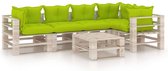 Medina 6-delige Loungeset met kussens pallet grenenhout