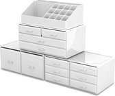 Makeup Organizer/Cosmetica Organizer kunststof met 12 lades (wit)