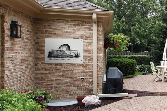 Posters de jardin extérieur Rétro - Souris - Animaux - 90x60 cm - Toile de jardin - Affiche extérieure