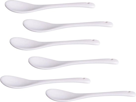 Orange85 Cuillères en porcelaine - 6 pièces - pour dessert / café / thé - 12,5cm