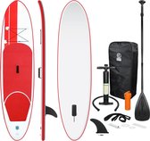Opblaasbare Stand Up Paddle Board Rood, 308x76x10 cm, incl. pomp en draagtas, gemaakt van PVC en EVA