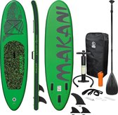 Bol.com Opblaasbare Stand Up Paddle Board Makani Groen 320x82x15 cm incl. pomp en draagtas gemaakt van PVC en EVA aanbieding