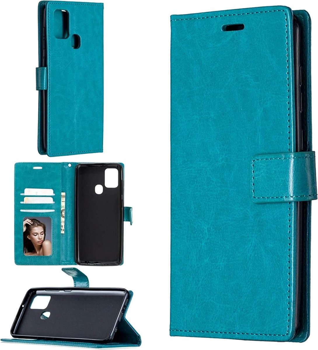 Portemonnee Book Case Hoesje Geschikt voor: Motorola Moto G 5G - turquoise