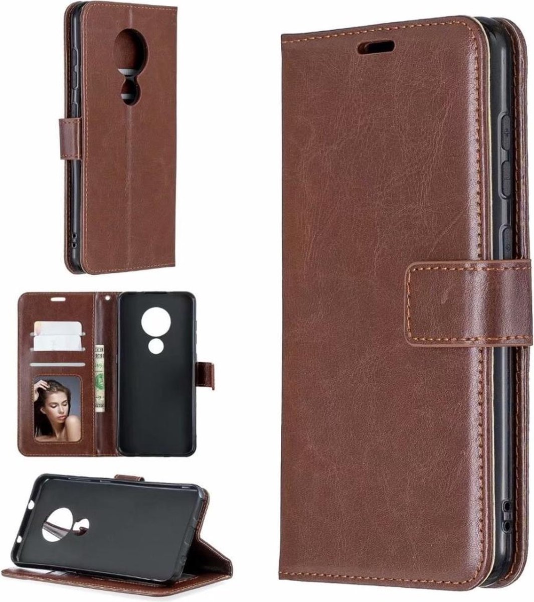 Portemonnee Book Case Hoesje Geschikt voor: Nokia 1.4 - bruin