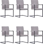 Eetkamerstoelen 6 stuks slede kunstleer lichtgrijs