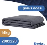 Deekn Verzwaringsdeken Bundel Katoen incl. Hoes - 14KG - Marine Blauw - Tweepersoons - 200 x 220 cm - Kalmeringsdeken - Slaap Beter en Sneller - Weighted Blanket - Extra Zacht