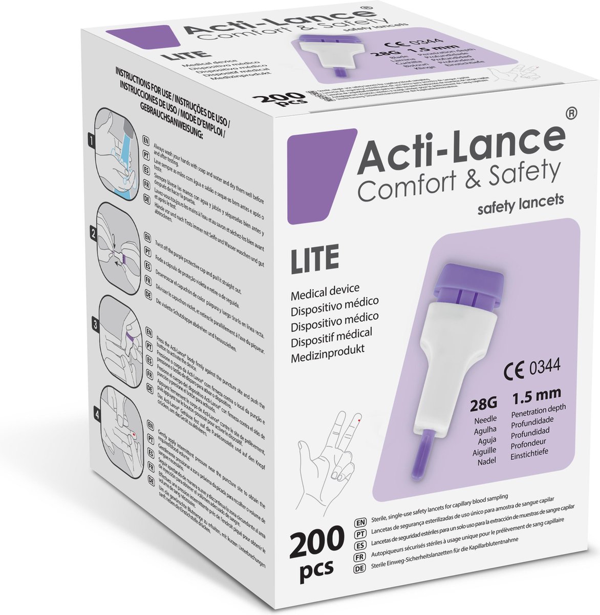 Goedkoopste Acti-Lance veiligheidslancetten Lite 28G 1.5mm (200 stuks