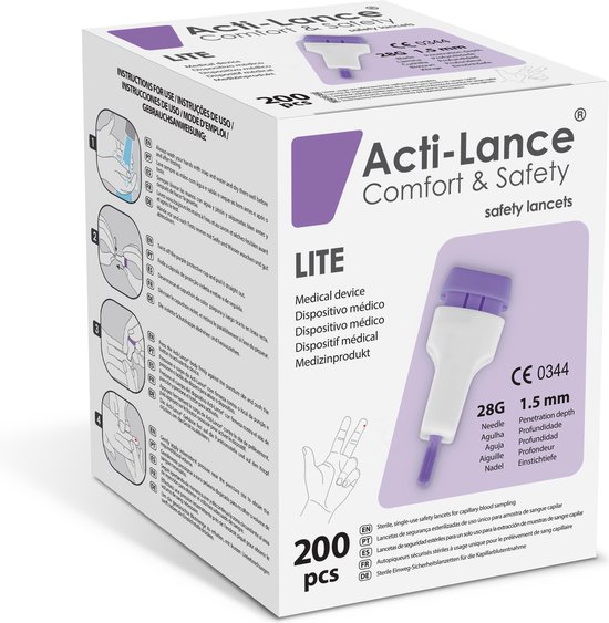 Foto: Acti lance veiligheidslancetten lite 28g 1 5mm 200 stuks 