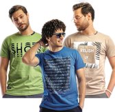 Embrator 3-stuks mannen T-shirt mix5 blauw/groen/beige maat 3XL