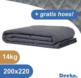 Deekn Verzwaringsdeken Bundel Katoen incl. Hoes - 14KG - Grijs - Tweepersoons - 200 x 220 cm - Kalmeringsdeken - Slaap Beter en Sneller - Weighted Blanket - Extra Zacht