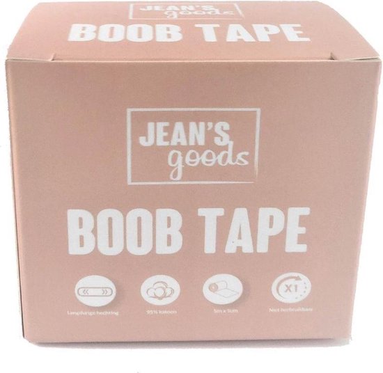 Jean's goods Boob tape - Inclusief herbruikbare tepelplakkers - Tepelcover -  Borst tape - Plak BH - 5 meter - Nude - Naturel