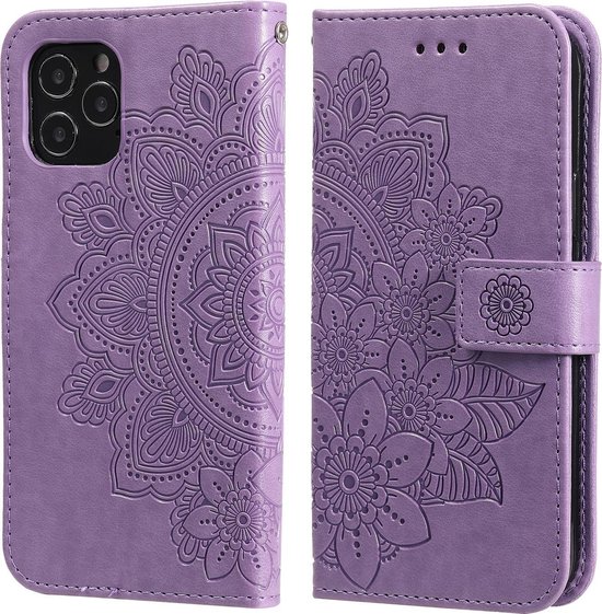 Étui pour iPhone 11 avec motif - Porte-cartes - Portefeuille - Imprimé fleuri - Apple iPhone 11 - Violet