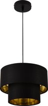 Hanglamp - Kleur zwart & goudkleurig - Fitting 1 x E27 - Lampenkap (Ø) 30 cm - Afmeting (H) 149 cm