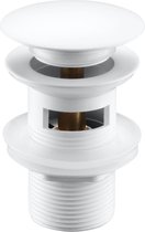Huckle Afvoerplug Wastafel -  Afvoerpluggen met overloop - pop-up - Wit - voor badkamer toilet WC
