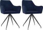 Eetkamerstoelen 2 stuks blauw fluweel