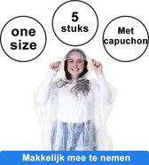 5x stuks Multi voordeel wegwerp regenponcho transparant voor volwassenen unisex.