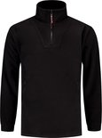 Zwarte Tricorp fleece trui met halverwege rits, rode ritsdetail en steekzakken.