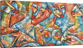 Braveprint - Schilderij - Vier Vrouwen. Afgedrukt % Uitgerekt Het Hoge Kwaliteit. Muurhanger Geïnstalleerd. - Multicolor - 50 X 100 Cm