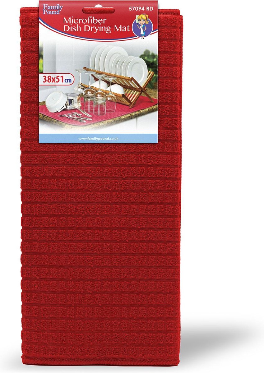 Goedkoopste Afdruipmat Afwas - Rood - Microvezel - 38x51CM - Droogmat Vaat - Afdruip Mat - BPK