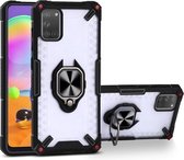 Matte TPU + PC magnetische schokbestendige hoes met ringhouder voor Samsung Galaxy A31 (zwart)