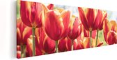 Artaza Canvas Schilderij Oranje Rode Tulpen  - 120x40 - Groot - Foto Op Canvas - Canvas Print