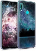kwmobile hoesje voor Huawei P Smart (2019) - Smartphonehoesje in blauw / zwart - Melkweg met Meer en Bos design