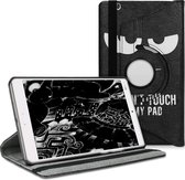 kwmobile hoes voor Huawei MediaPad M3 8.4 - 360 graden tablethoes - Don't Touch My Pad design - wit / zwart