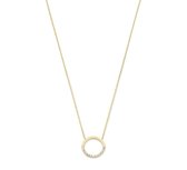 YO&NO - Ketting - Goud - Anker - Rondje - Zirkonia - 0,7mm - 42 cm - Sieraden vrouw - 14k - 585 Goud