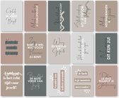 MOODZ design | Set kaarten 'Teksten en quotes' | A6 formaat | 15 stuks | Ansichtkaarten set | postcards | postkaarten set | set 3