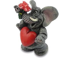 grappige beelden collectie - verliefde olifant - Valentijn olifant - olifant verliefd - grappige beeldje - 8 cm hoog – polyresin