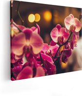 Artaza Canvas Schilderij Roze Orchidee Bloemen - 100x80 - Groot - Foto Op Canvas - Canvas Print