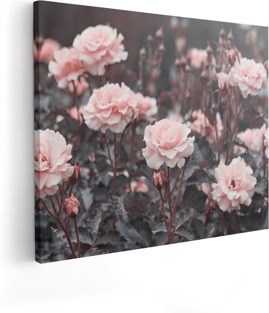 Artaza Canvas Schilderij Roze Rozen Bloemen  - 100x80 - Groot - Foto Op Canvas - Canvas Print