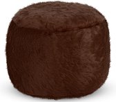 Drop & Sit Furry Poef - Donkerbruin - 40 x 40 cm - Voor Binnen