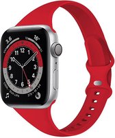 Compatible apple watch bandje - By Qubix - Sportbandje Slim Fit - Rood - Geschikt voor Apple Watch 42mm / 44mm / 45mm - Apple watch series 3/4/5/6/7