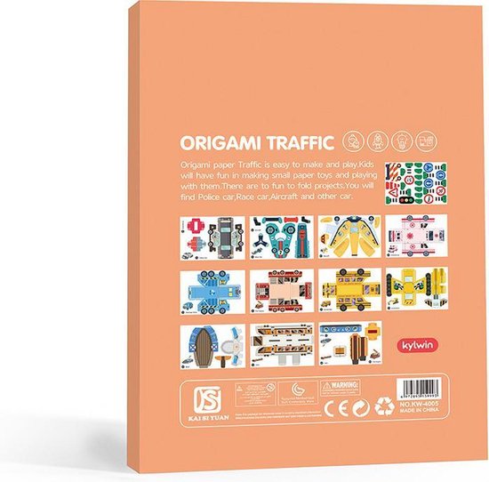 Thumbnail van een extra afbeelding van het spel Knutselen Jongens met Stickervellen Origami Papier Kinderen Knutseldoos Wagens Vouwen Treinen Vouwen en Stickeren - WoodyDoody