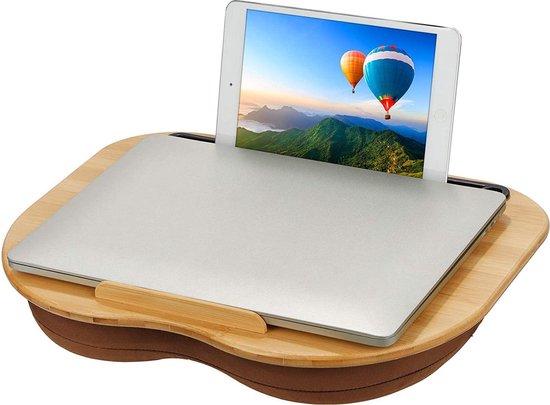 Laptopkussen - Zinaps Laptop Table Bamboo Lap Desk, laptopkussen met  tabletsleuf, met... | bol.com