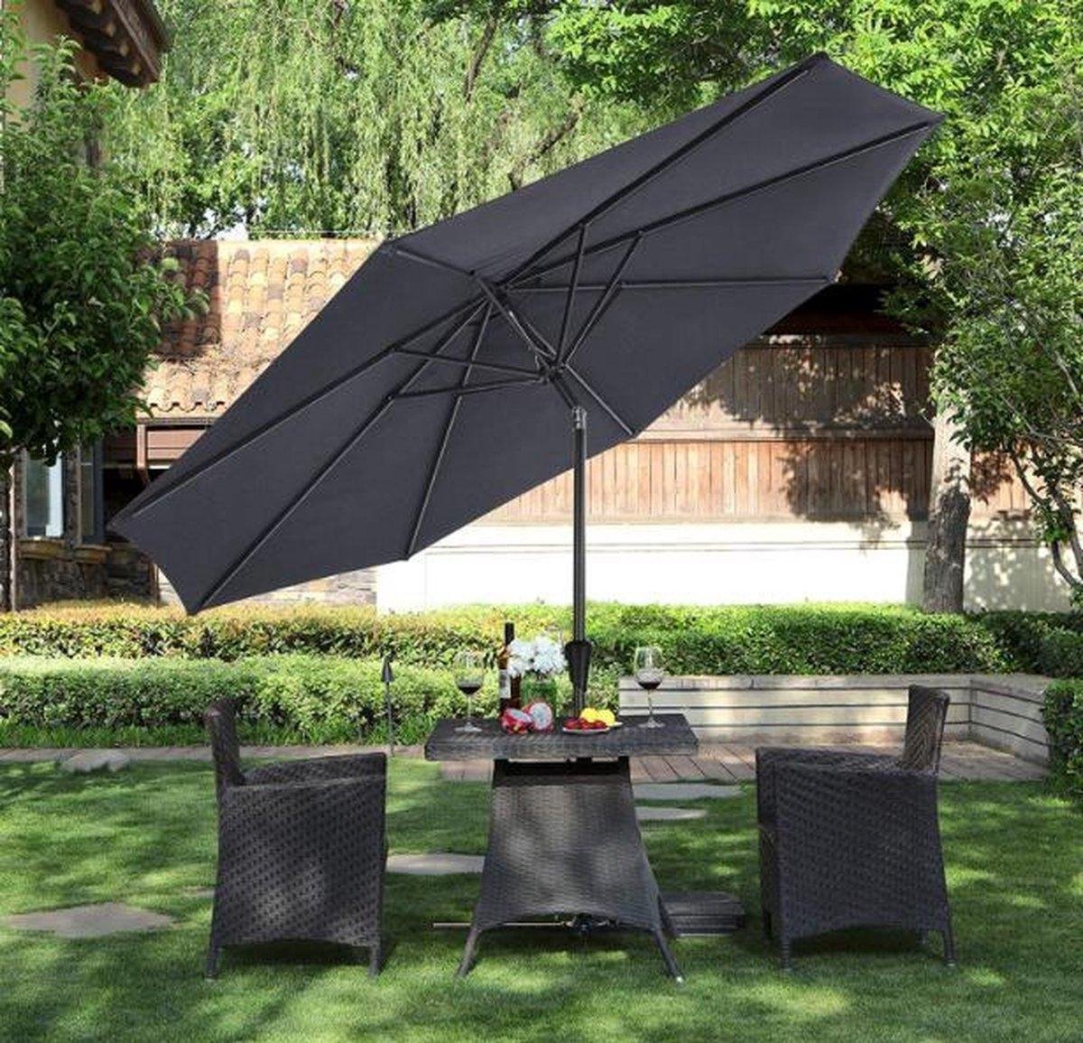 MIRA Home Parasol - Zonwering - Achthoekige tuinparasol - geen voetstuk - Grijs - 300x240