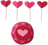 Wilton Cupcake Party Pack Valentine - Baking Cups & Picks - pk/24