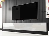 Mobistoxx Meuble TV Dubai avec LED, Meuble TV Wit / blanc brillant, Meuble TV 180cm