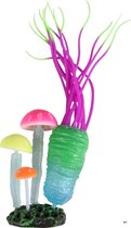 Flamingo Aquarium Decoratie Fluo Anemoon+Paddenstoelen 7X3,5X15Cm