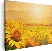 Artaza Toile Peinture Champ De Tournesols Avec Lever Du Soleil - 80x60 - Photo Sur Toile - Impression Sur Toile