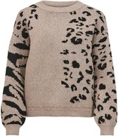 VILA VIALIA ANIMAL L/S KNIT TOP Dames Trui  - Maat M