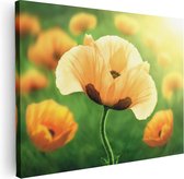 Artaza Canvas Schilderij Oranje Klaproos Bloemen  - 80x60 - Foto Op Canvas - Canvas Print