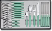 Ensemble de couverts Victorinox Swiss Modern - 24 pièces - Vert menthe - 6 personnes - Avec Couteaux à steak