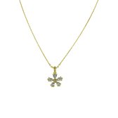 Silventi 9SIL-21512 Zilveren Ketting met Hanger - Dames - Bloem - 12 mm Doorsnee - Zirkonia - Ankerschakel - 38 + 7 cm - Zilver - Gold Plated (Verguld/Goud op Zilver)