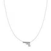 YO&NO - Ketting - Zilverkleurig - Anker - Pistool - 46cm - Sieraden vrouw - Stainless steel