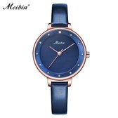 Longbo - Meibin - Dames Horloge - Blauw/Rosé/Blauw - 33mm