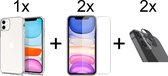 iPhone 13 Pro Max hoesje siliconen case transparant cover - 2x iPhone 13 Pro Max Screen Protector + 2x Camera Lens Screenprotector